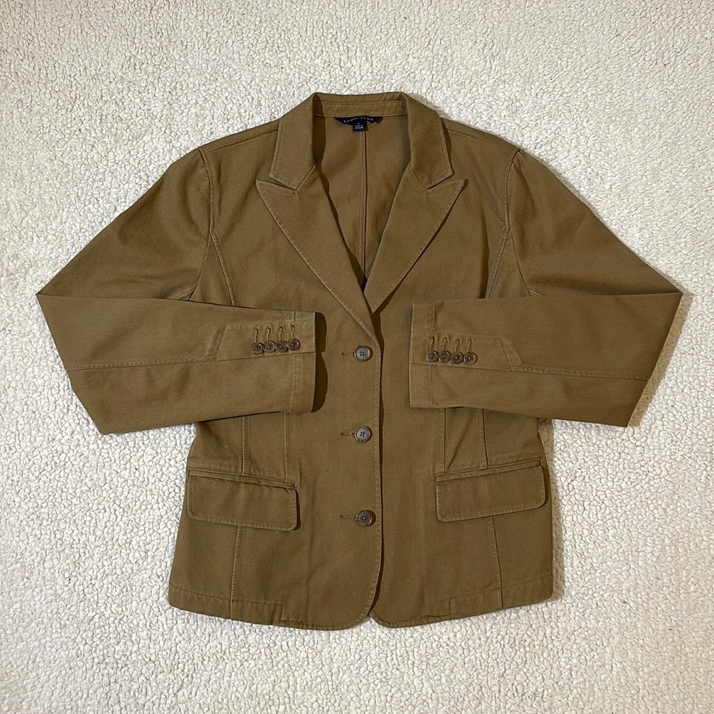 Lands’ End Olive Twill Blazer with Pointed Lapels